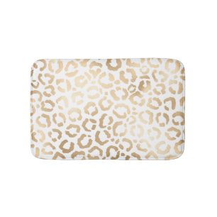 Tapis De Bain Elegant Gold White Leopard Cheetah Animal Print