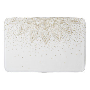 Tapis De Bain Elégant Mandala Confetti Design Or