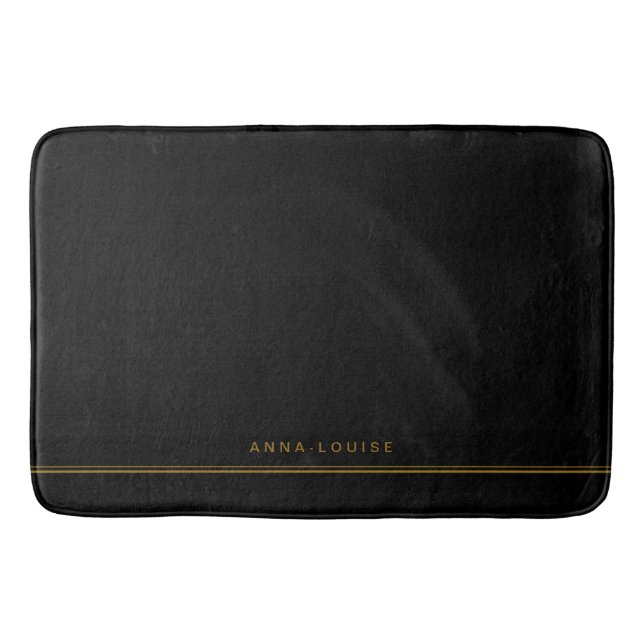 Tapis De Bain Élégant minimal Black Gold Line Nom (Devant)