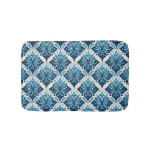 Tapis De Bain Élégant modèle floral Boho en bleu