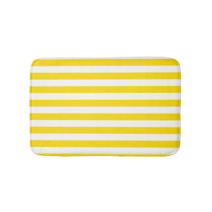 Tapis De Bain Élégant Modèle moderne Jaune Blanc rayé