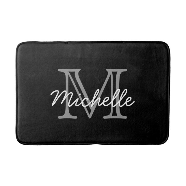 Tapis De Bain Elégant moderne Nom personnalisé Bain monogramme (Devant)