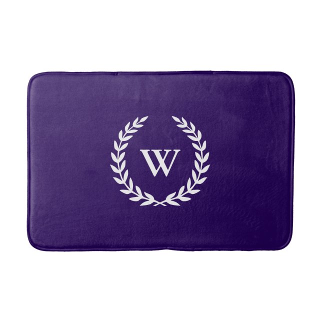 Tapis De Bain Élégant Monogramme classique Marine Bleu Bain Mat (Devant)