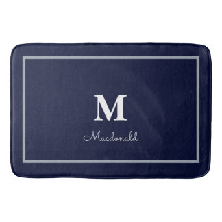 Tapis De Bain Élégant Monogramme Personnalisé Simple