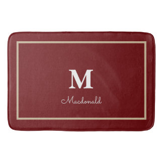 Tapis De Bain Élégant Monogramme Personnalisé Simple