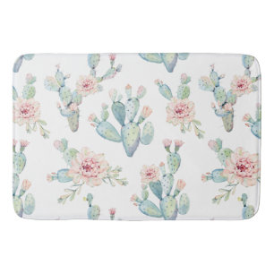 Tapis De Bain Elégant Motif d'aquarelle Boho Cactus