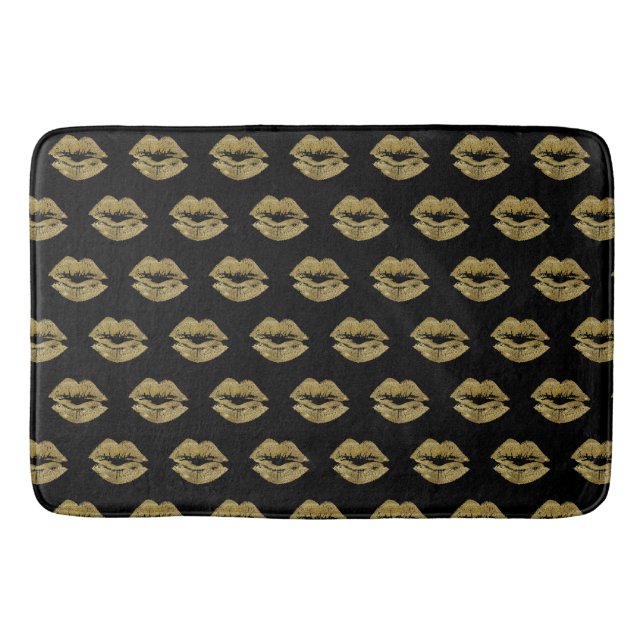 Tapis De Bain Élégant Motif de lèvres Parties scintillant or (Devant)