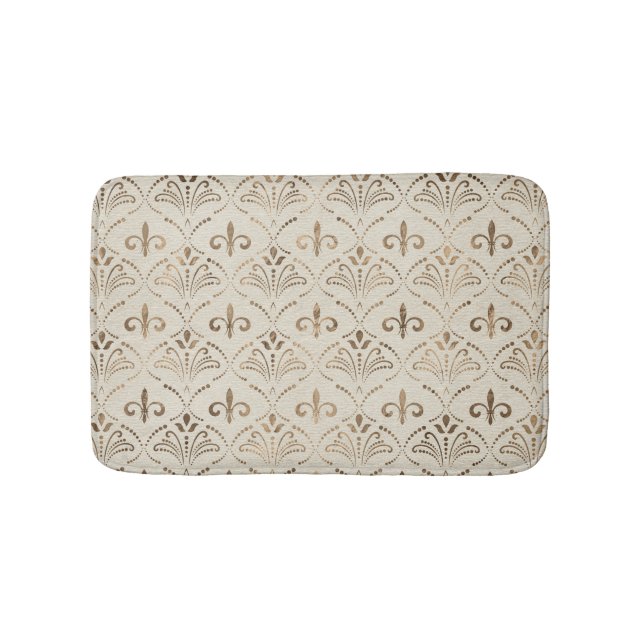 Tapis De Bain Élégant motif Fleur de lis - or pastel (Devant)