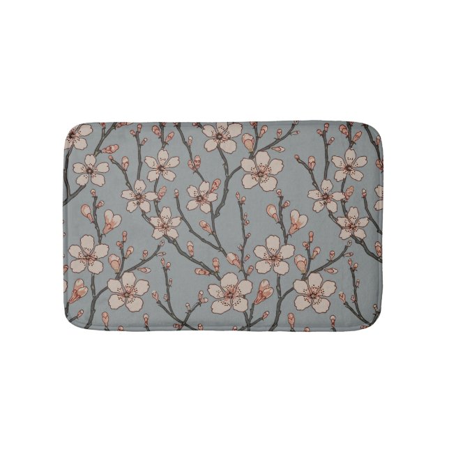 Tapis De Bain Élégant Motif Fleur rose Douce Fleur Fleur de Ceri (Devant)