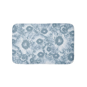 Tapis De Bain Élégant motif floral gris marine