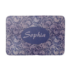 Tapis De Bain Élégant motif Vintage pourpre damassé