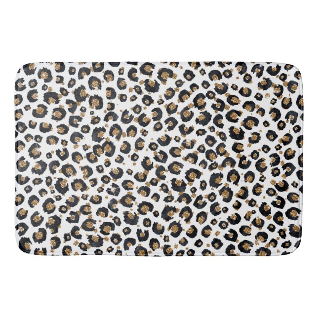 Tapis De Bain Élégant Parties scintillant d'or Motif Leopard (Devant)
