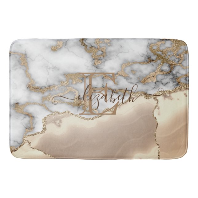 Tapis De Bain Élégant Parties scintillant or élégant Monogramme  (Devant)