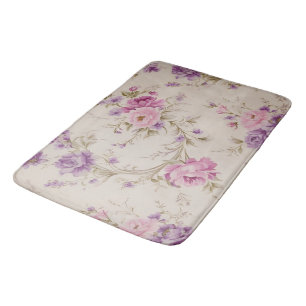 Tapis De Bain Élégant Pastel Rose & Purple Garden Blooms