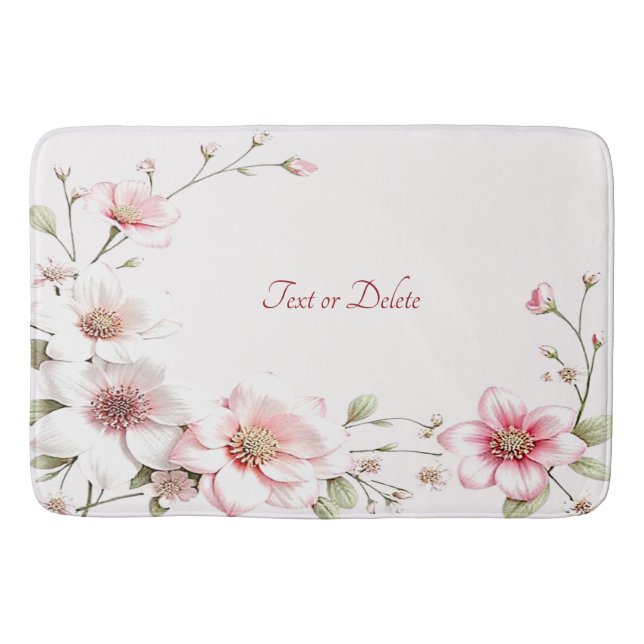 Tapis De Bain Elegant Pink White Floral Bath Mat (Devant)