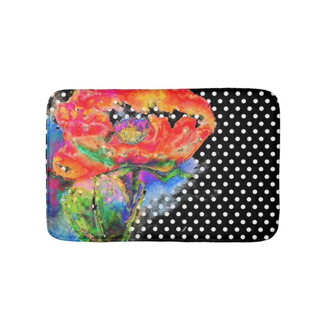 Tapis De Bain élégant pois de peinture d'aquarelle rouge (Devant)