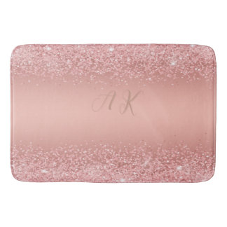 Tapis De Bain Elegant Rose Gold Luxe Shimmer Monogram
