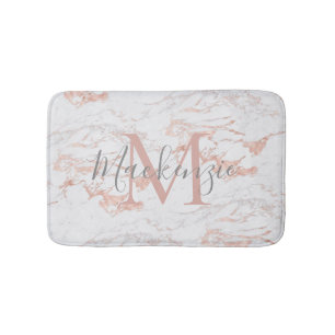 Tapis De Bain Élégant rose pâle   Monogramme rose Gold Foil