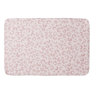 Tapis De Bain Élégant Rose Parties scintillant d'or Leopard Moti