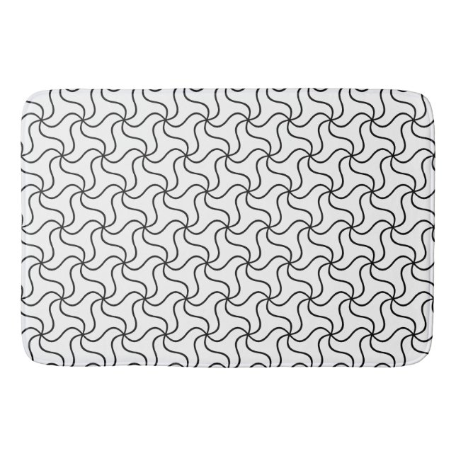 Tapis De Bain Elégant tourbillon abstrait noir et blanc (Devant)