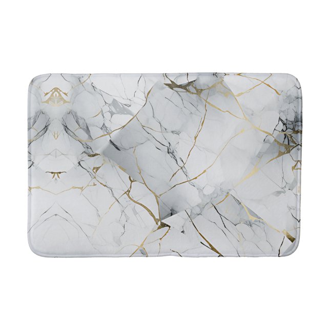 Tapis De Bain Elegant White and Gold Marbled  (Devant)