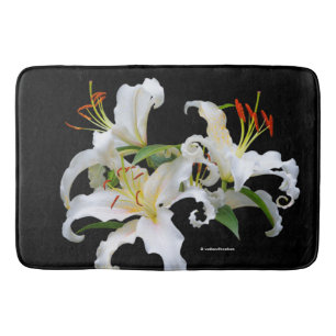 Tapis De Bain Elégante Casablanca White Oriental Lilies
