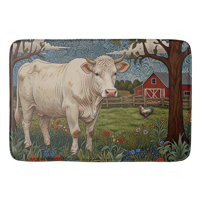 Tapis De Bain Élégante ferme de vache chic à la campagne (Devant)