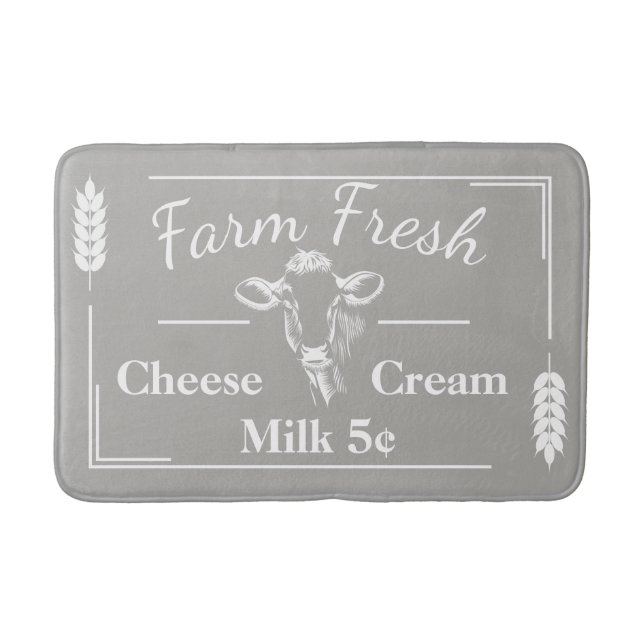 Tapis De Bain Élégante ferme de vache laitière Taupe (Devant)