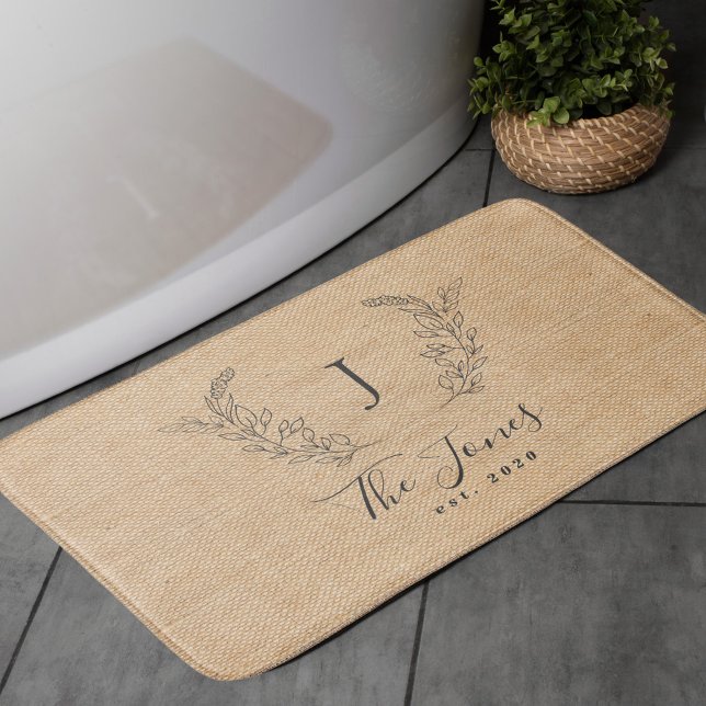 Tapis De Bain Élégante ferme moderne monogrammée chic (Créateur téléchargé)