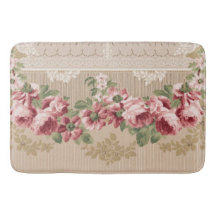 Tapis De Bain Élégante florale romantique victorienne rose