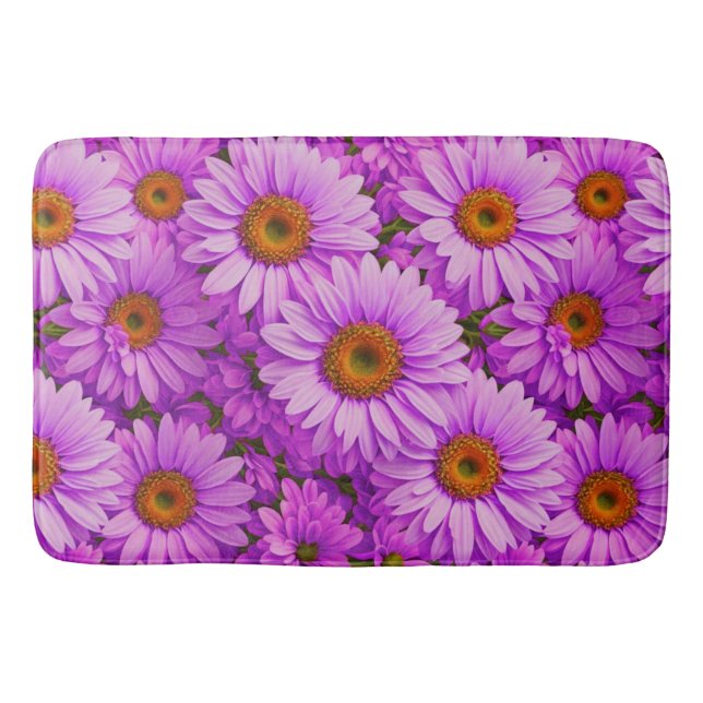 Tapis De Bain Élégante marguerite florale magenta rose foncé (Devant)
