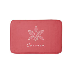 Tapis De Bain Elégante Orchidée Simple Fleur Rouge Chaud Avec No