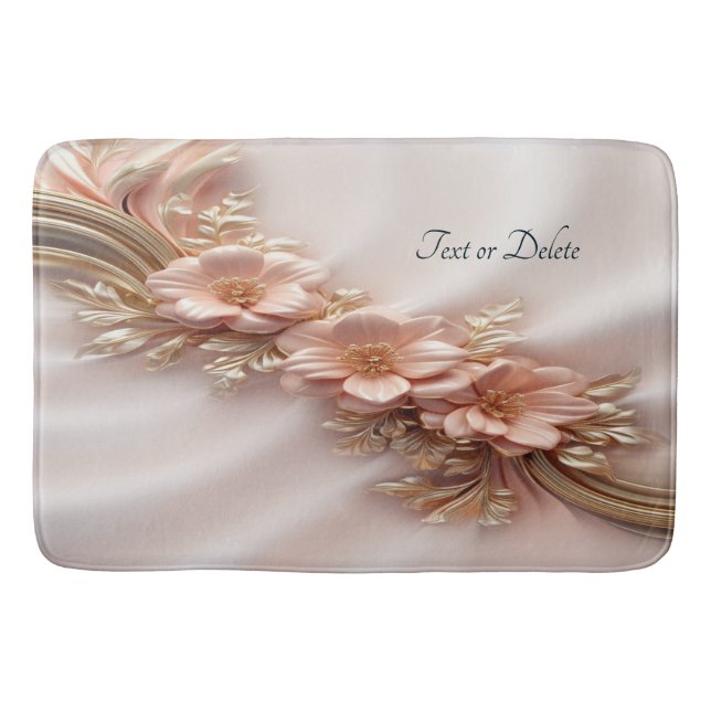 Tapis De Bain Elégante Pêche Orange Plante Plaine Florale Mat (Devant)