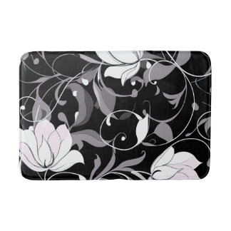 Tapis De Bain Élégante spirale florale Noir