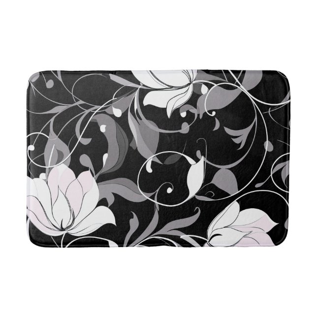Tapis De Bain Élégante spirale florale Noir (Devant)