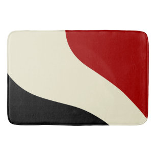 Tapis De Bain Elégante vague minimale en rouge, noir et crème