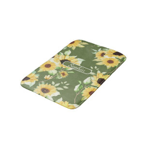 Tapis De Bain Élégantes fleurs vertes bio Art pour cadeaux