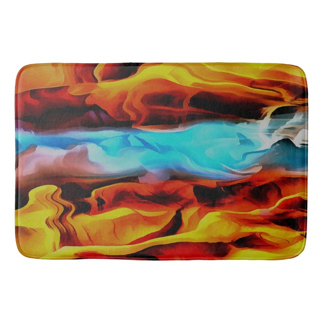 Tapis De Bain Eléments Chauds Et Froids Acrylique Verser Abstrai (Devant)