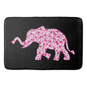 Tapis De Bain Eléphant composé de Coeurs roses