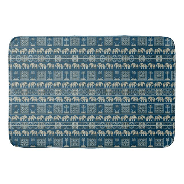 Tapis De Bain Éléphant et arbres tribaux (Devant)