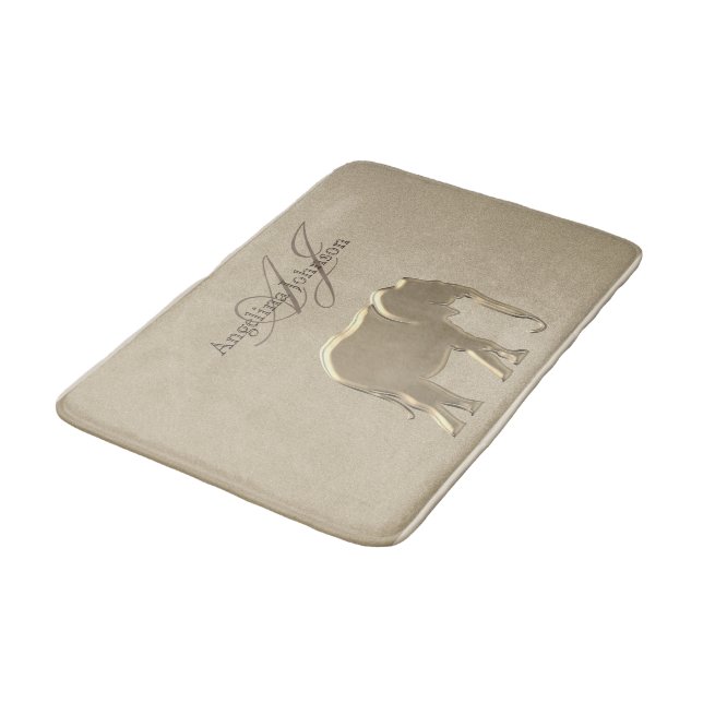 Tapis De Bain Eléphant Golden Elegant Sandstone Monogram Classé (Angle)