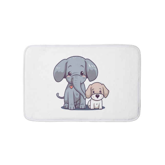 Tapis De Bain Eléphant mignon et chien (Devant)