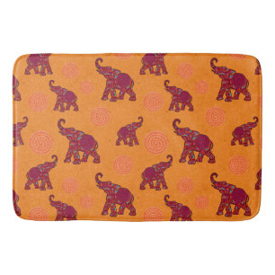 Tapis De Bain Eléphants Motif orange rouge + vos idées