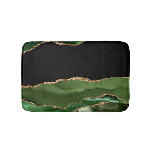 Tapis De Bain Émeraude Vert Marbré Agate Pierre contemporaine (Devant)