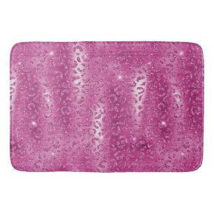 Tapis De Bain Empreinte de léopard blanc rose