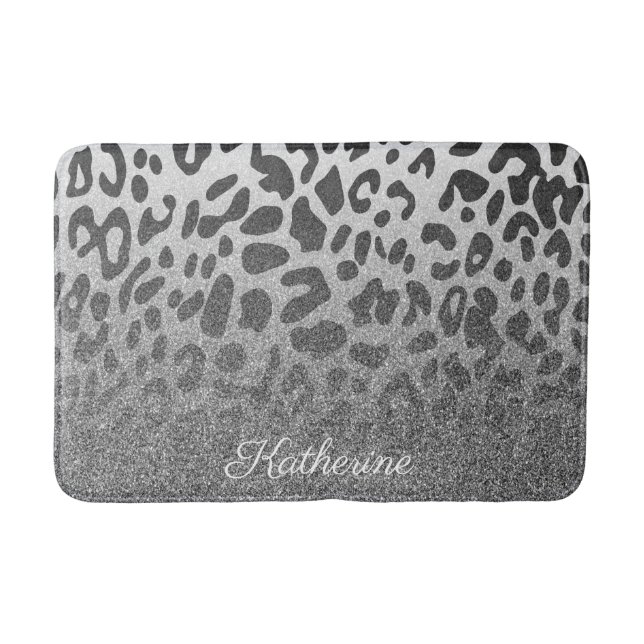 Tapis De Bain Empreinte de léopard de parties scintillantes (Devant)