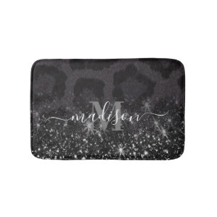 Tapis De Bain Empreinte de léopard et Parties scintillant