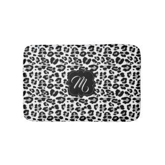 Tapis De Bain Empreinte de léopard noir et blanc avec le