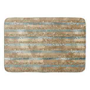 Tapis De Bain Empreinte de léopard Parties scintillant Aqua Blue