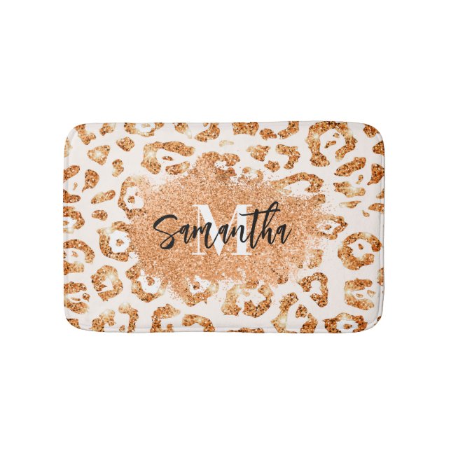 Tapis De Bain Empreinte de léopard Parties scintillant d'or (Devant)